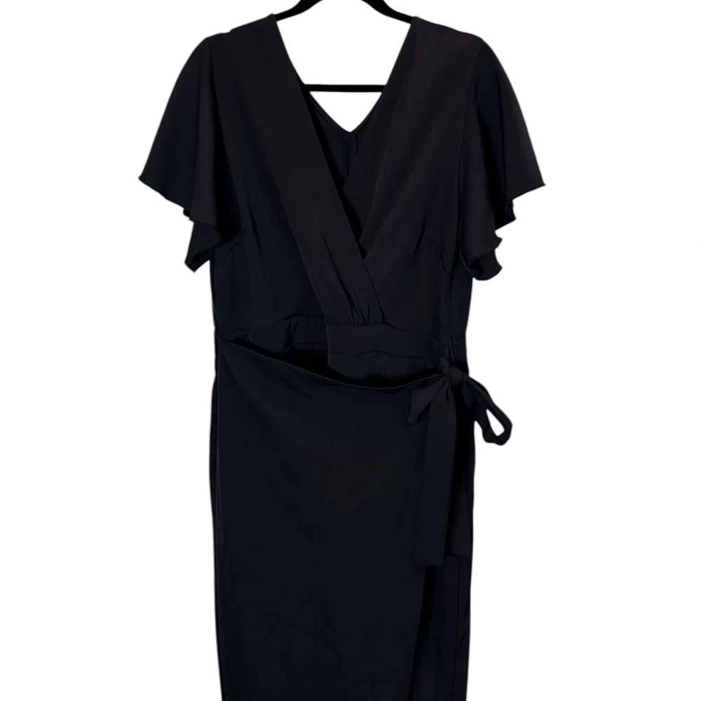 Halara Women’s Black Short Sleeve Wide Leg Wrap Jumpsuit Sz XL - Picture 2 of 16